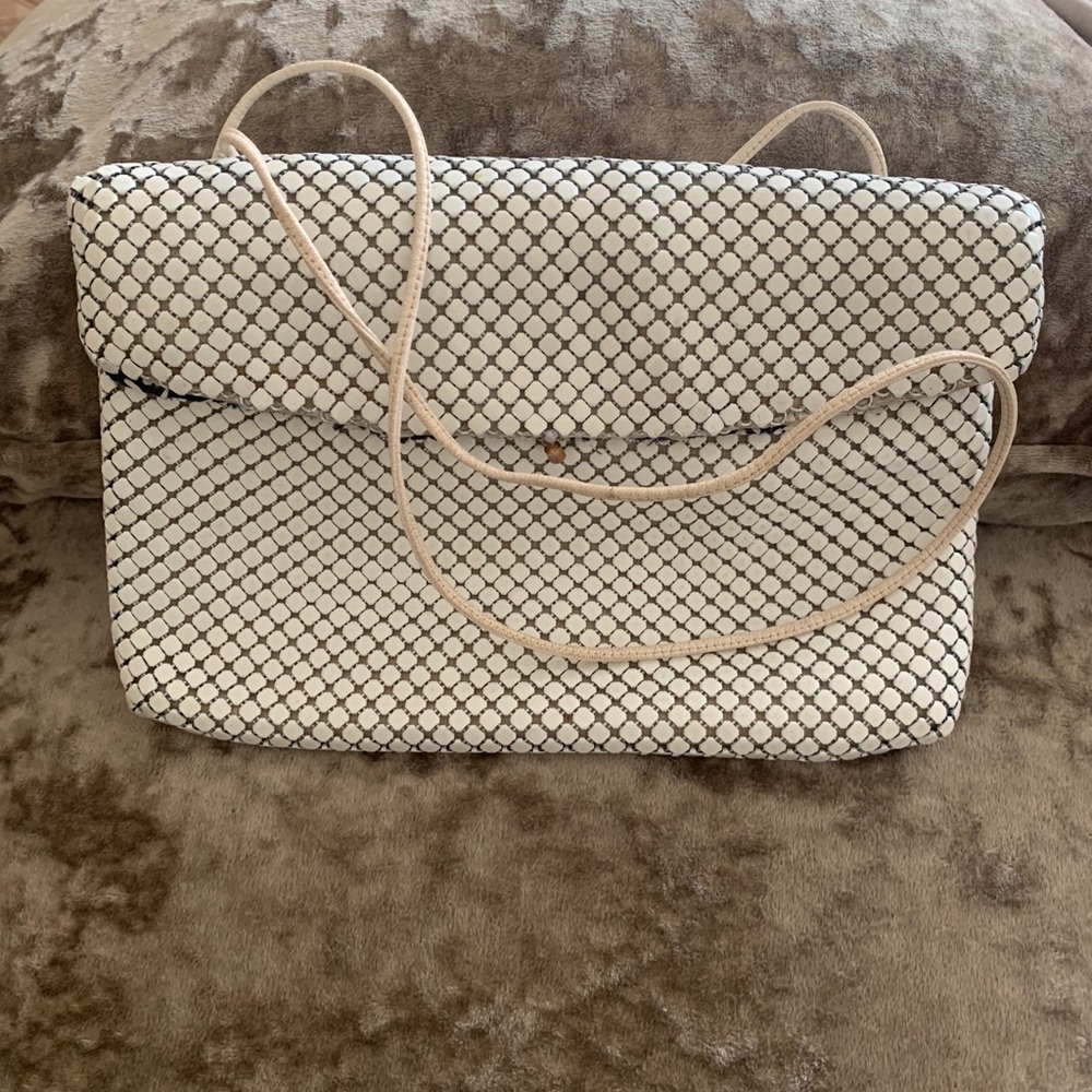 WHITING and DAVIS white mesh evening bag